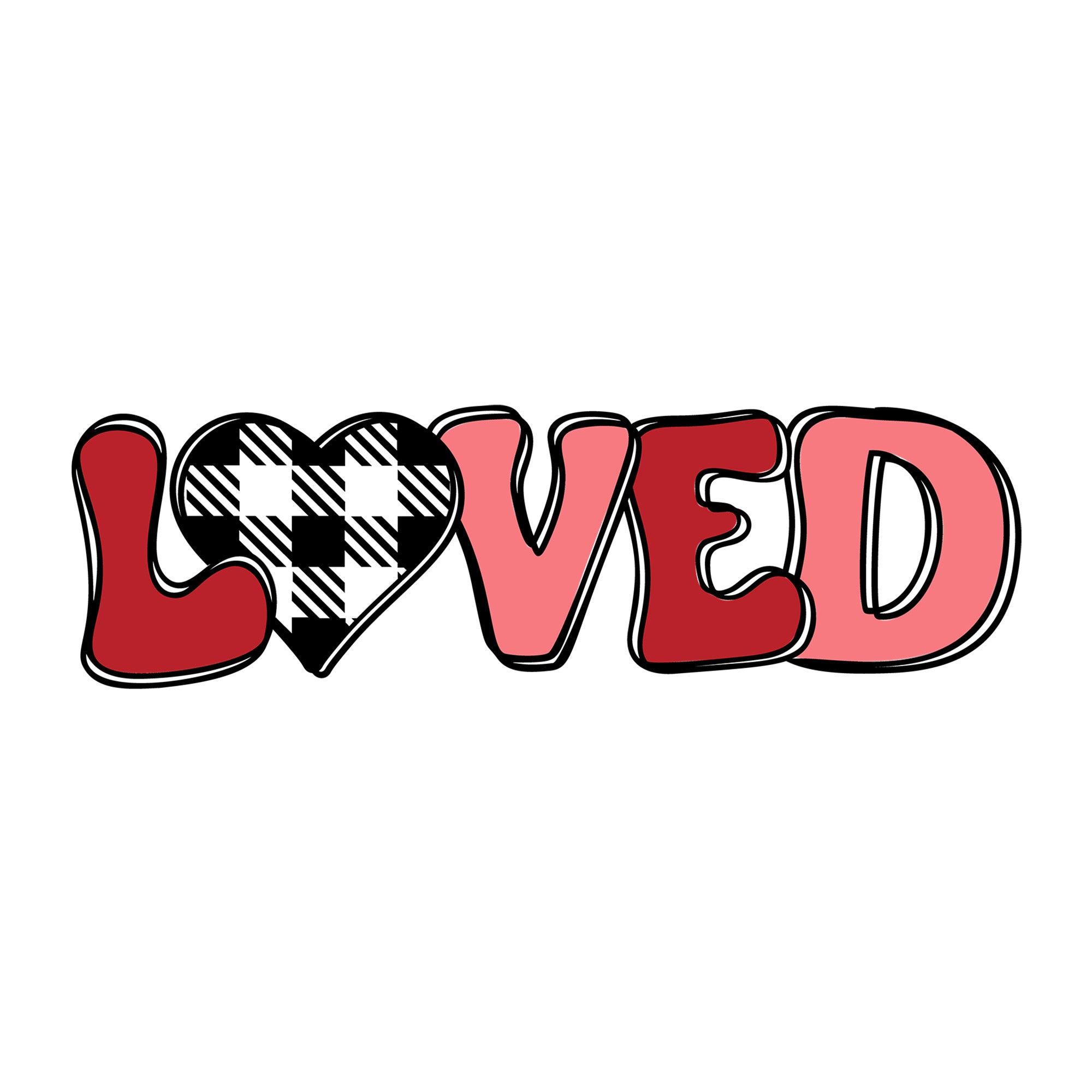 Loved Plaid SVG design for Cricut, Silhouette, laser cutting, vinyl, sublimation, Valentine kids crafts, and shirts.