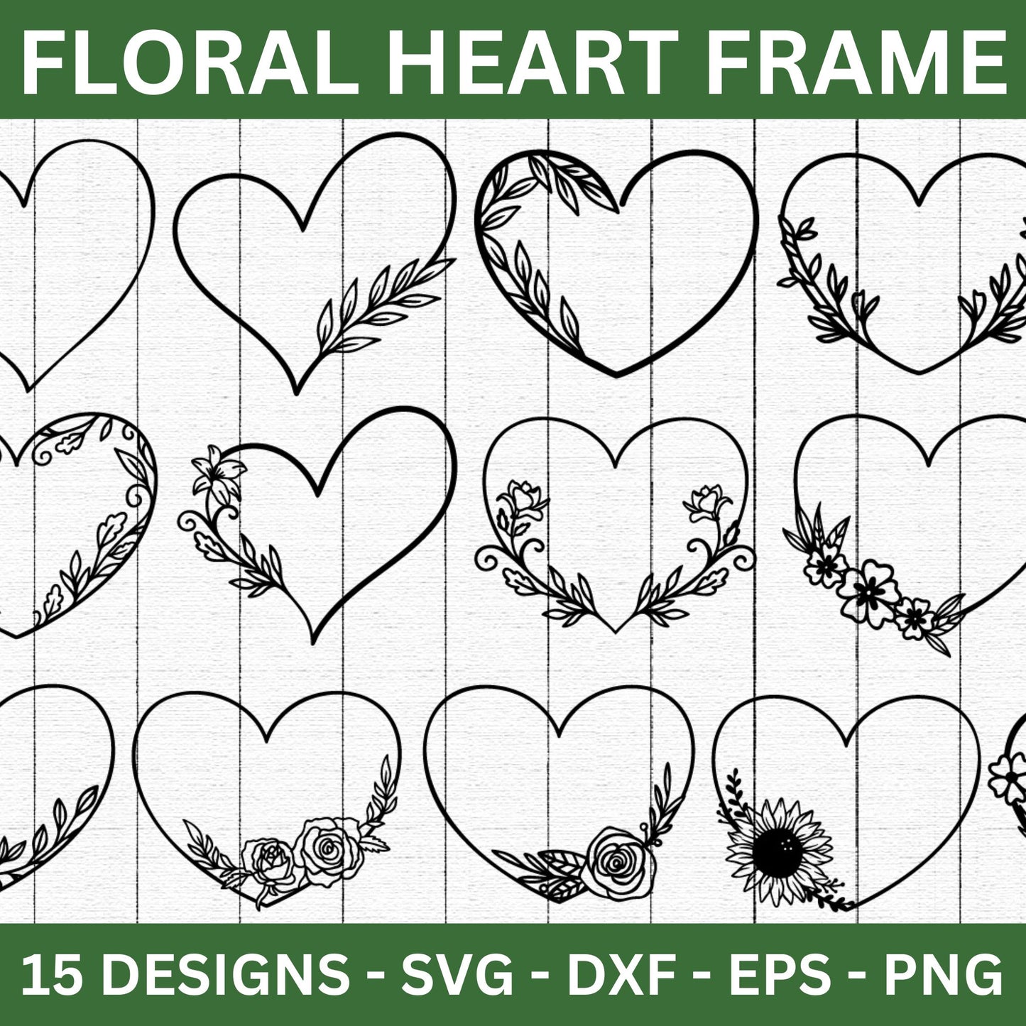 Floral Heart Frame SVG Bundle - Craft House SVG