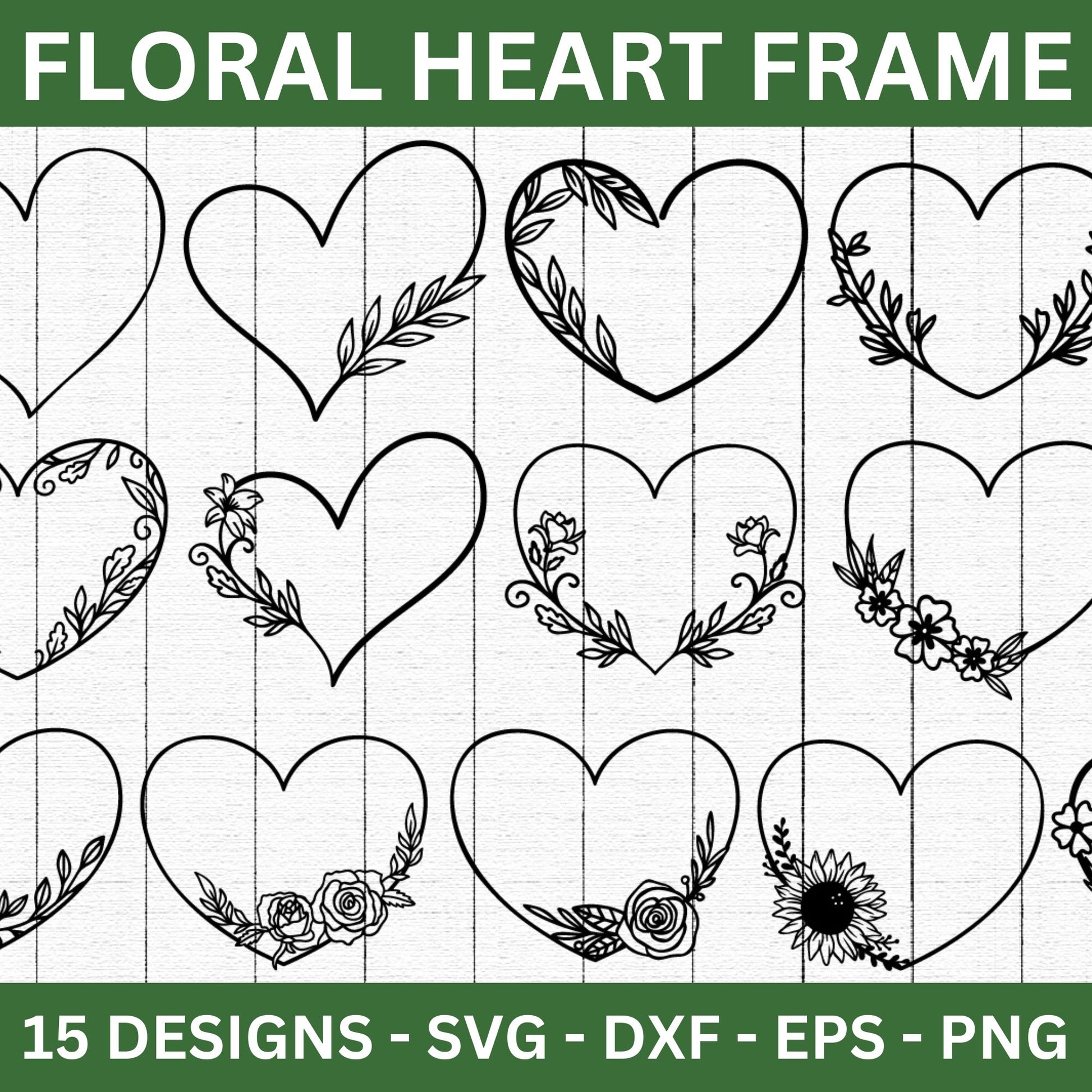 Floral Heart Frame SVG Bundle - Craft House SVG