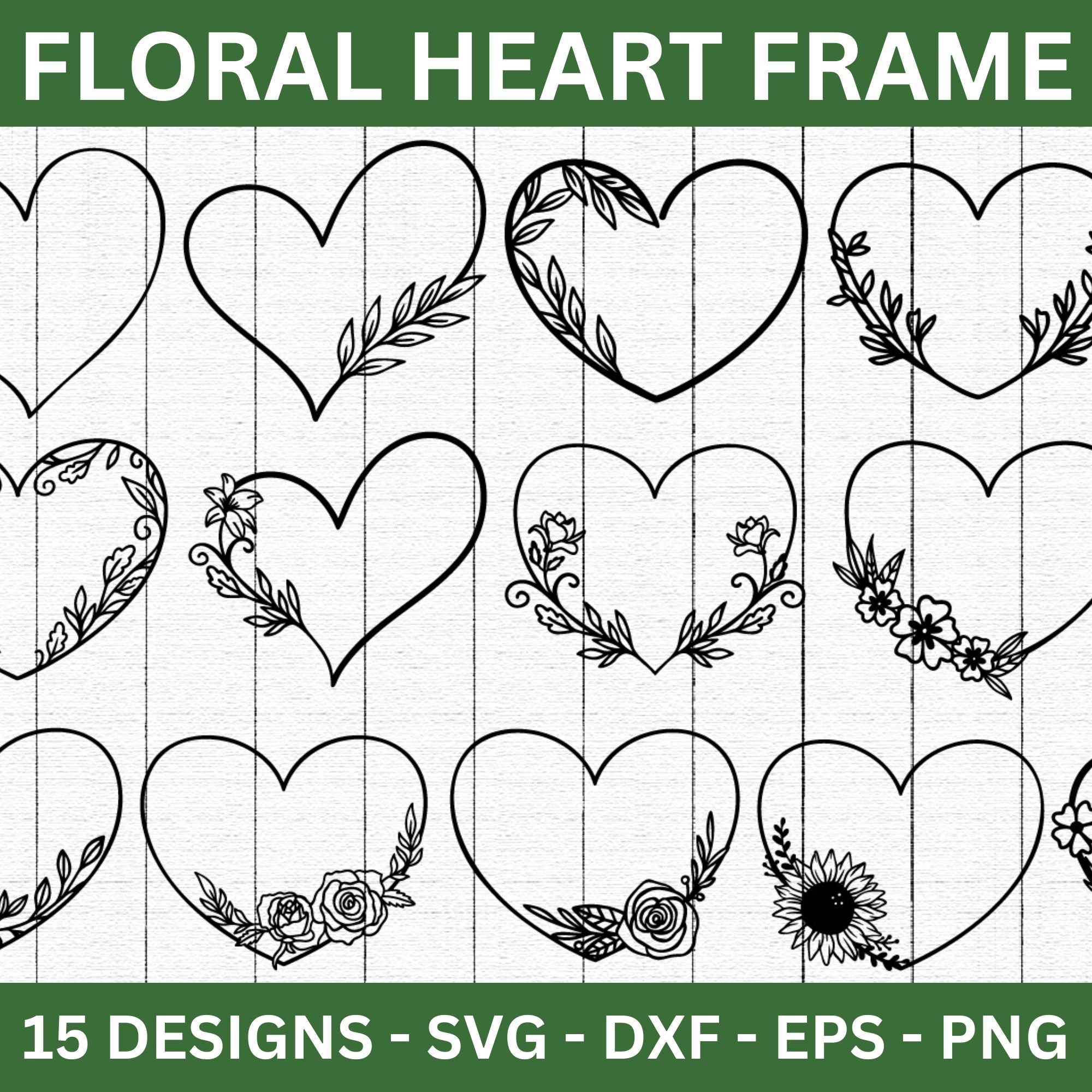 Floral Heart Frame SVG Bundle - Craft House SVG