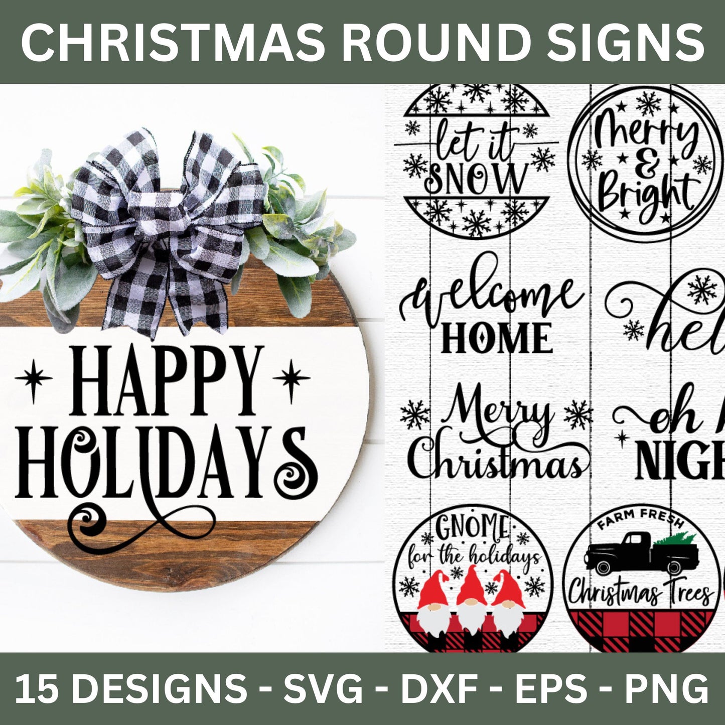 Christmas Round Wood Signs SVG Bundle - Craft House SVG