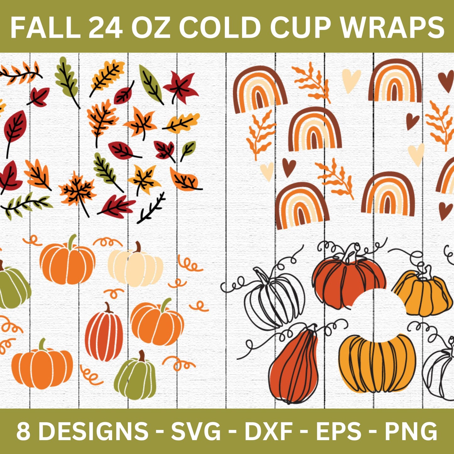 Fall 24 oz Venti Cup Wrap SVG Bundle - Craft House SVG