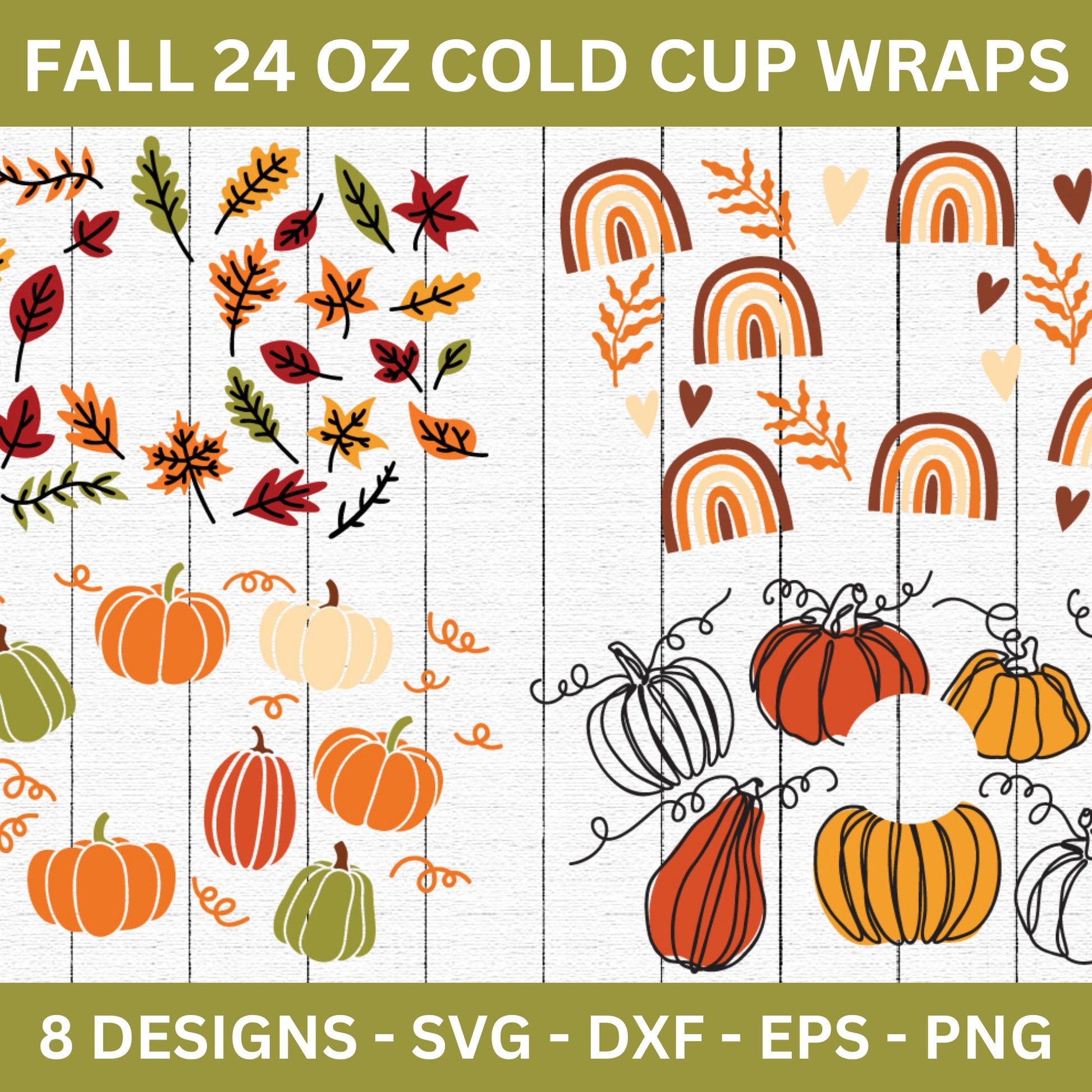 Fall 24 oz Venti Cup Wrap SVG Bundle - Craft House SVG