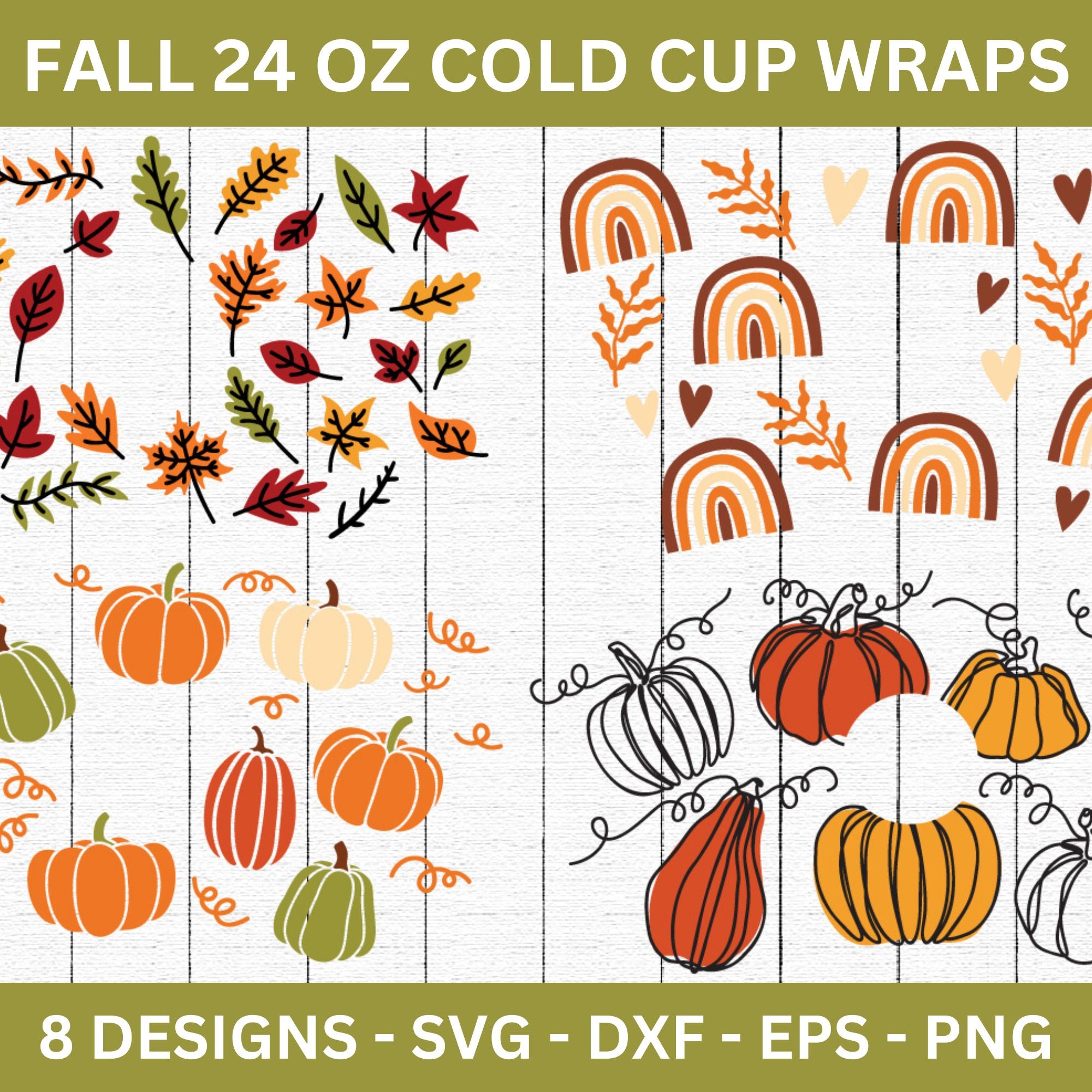 Fall 24 oz Venti Cup Wrap SVG Bundle