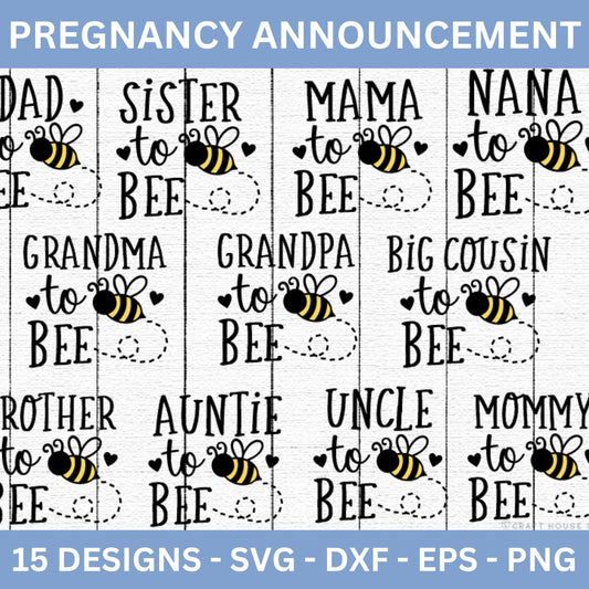 Bee Pregnancy Announcement SVG Bundle - Craft House SVG