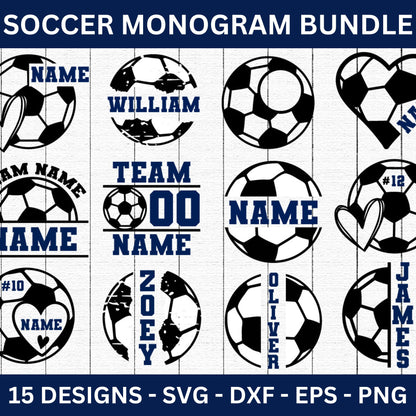 Soccer Name Monogram SVG Bundle - Craft House SVG