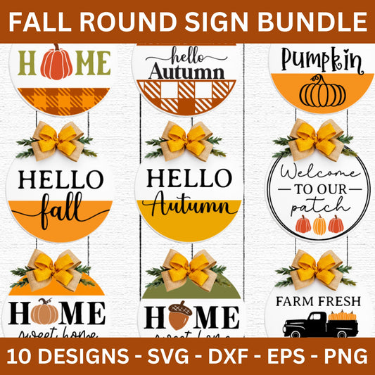 Fall Round Porch Signs SVG Bundle
