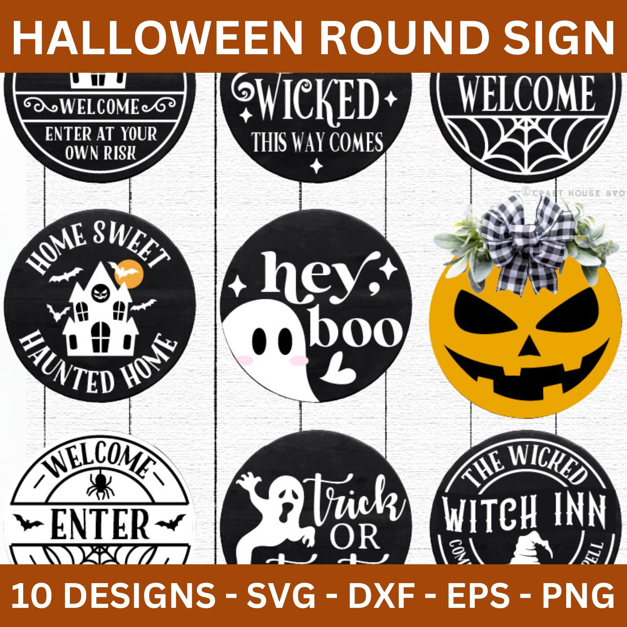 Halloween SVG Bundle Round Welcome Sign - Craft House SVG