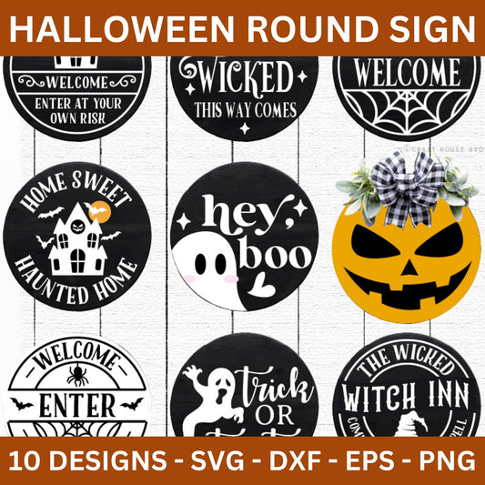 Halloween SVG Bundle Round Welcome Sign