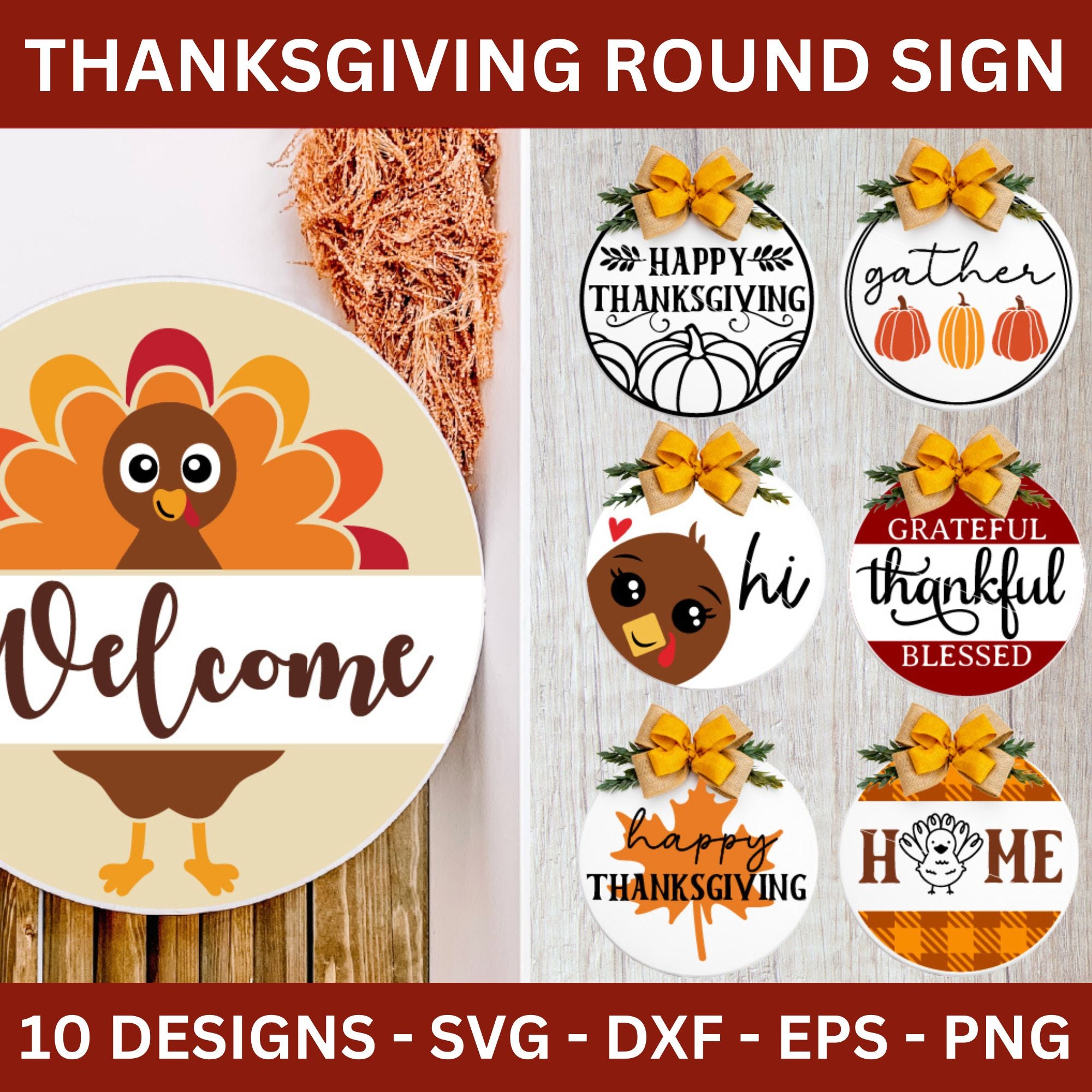 Thanksgiving Round Sign SVG Bundle - Craft House SVG