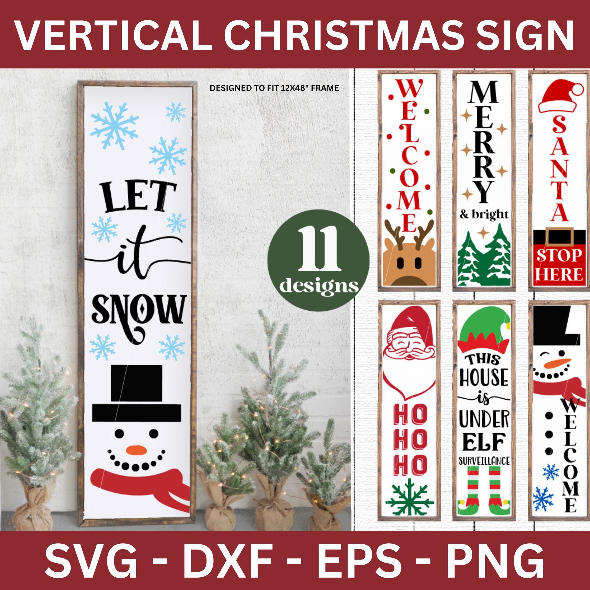 Vertical Christmas Sign SVG Bundle