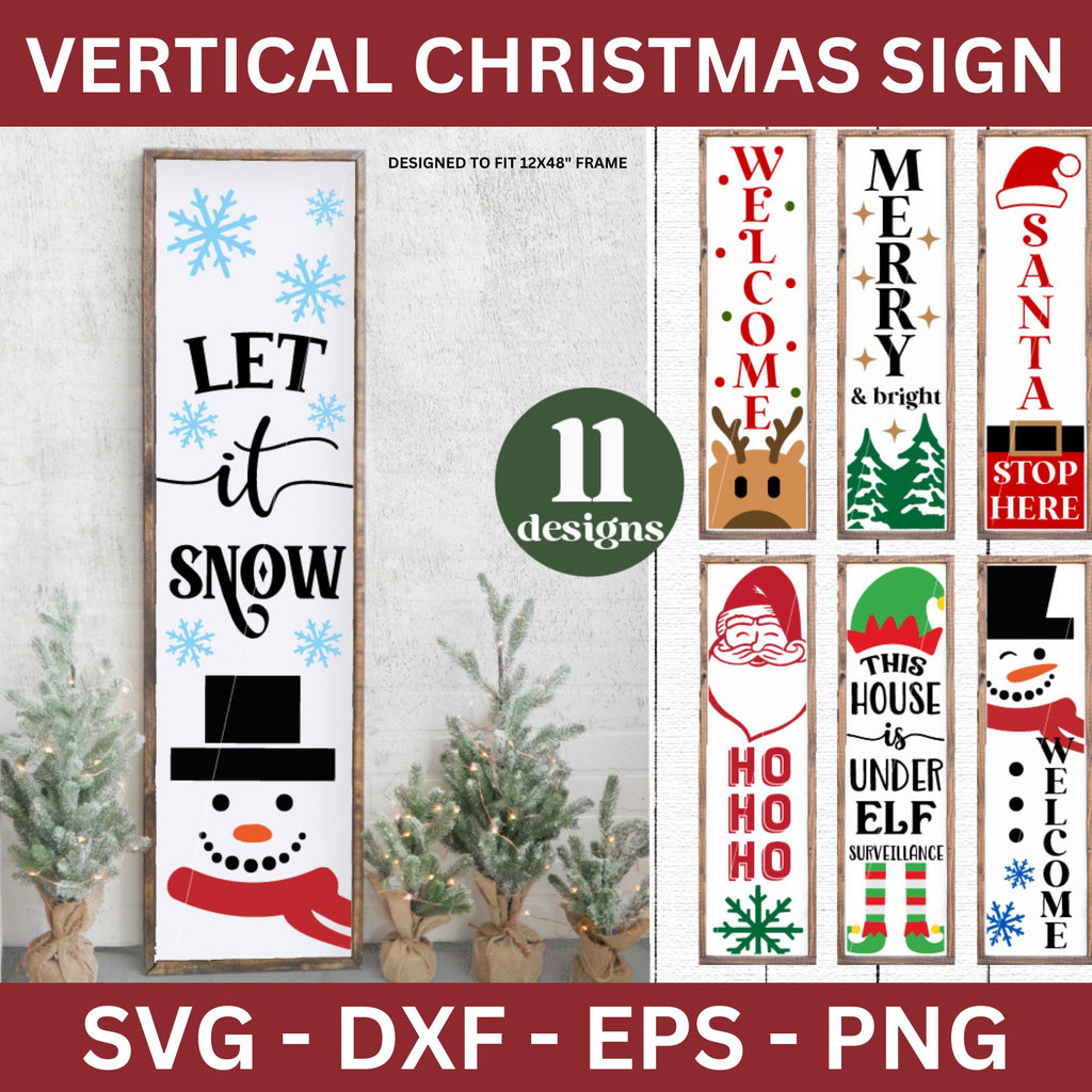 Vertical Christmas Sign SVG Bundle Welcome Porch Sign Cut Files - Craft ...