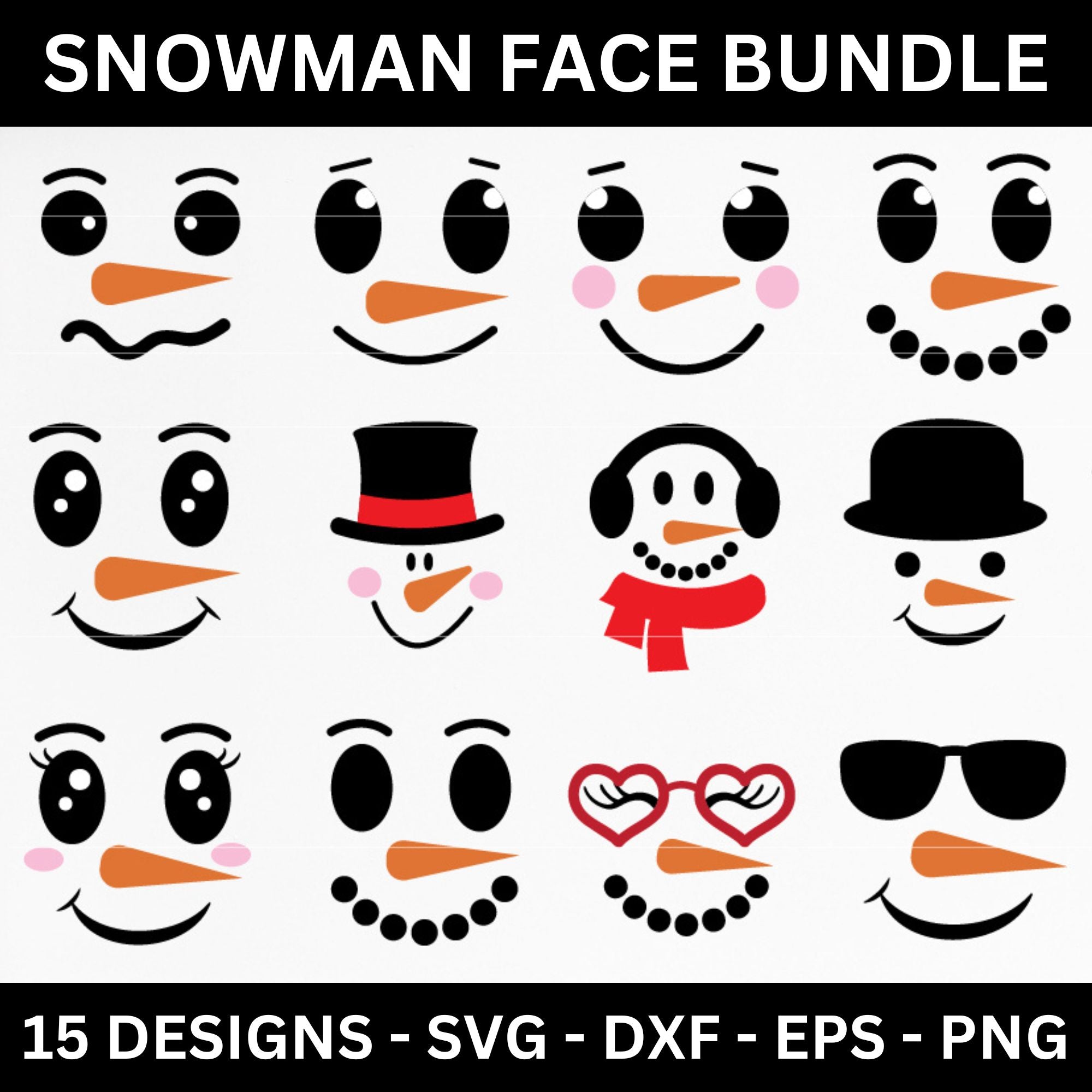 Snowman Faces SVG Bundle