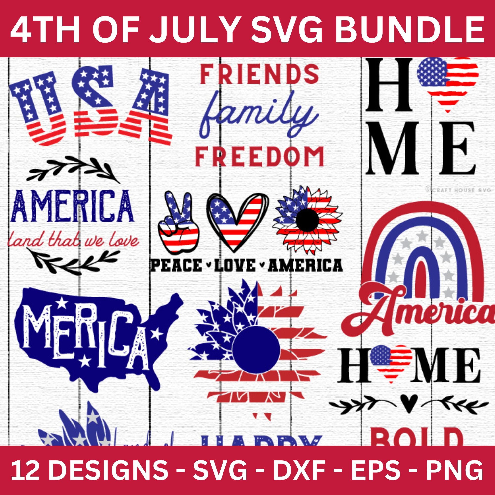 4th of July SVG Bundle Patriotic Shirt Design Cut Files - Craft House SVG