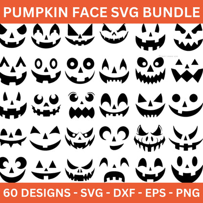 Pumpkin Face SVG Bundle Jack O Lantern Halloween