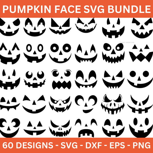 Pumpkin Face SVG Bundle Jack O Lantern Halloween