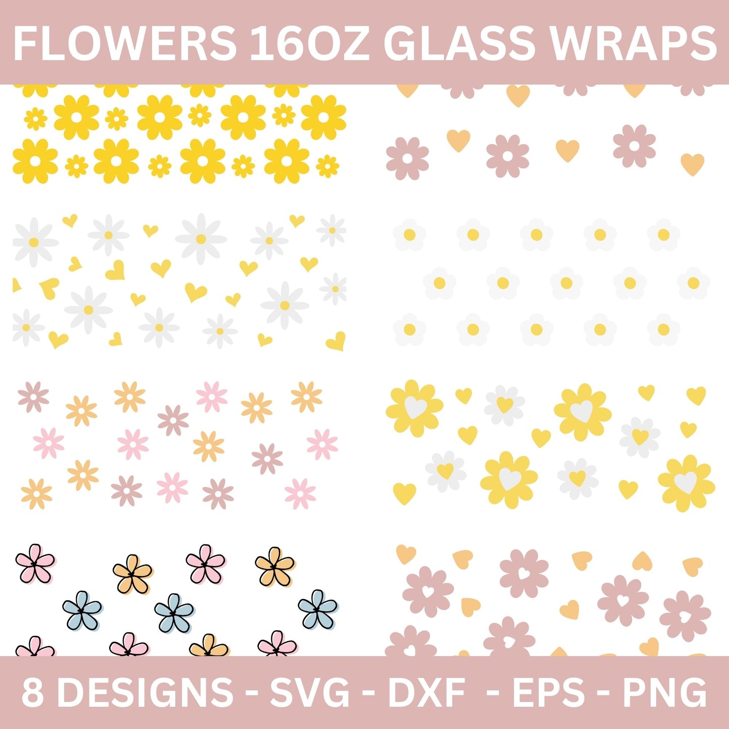 Spring Flower 16 Oz Glass Can Wrap SVG Bundle