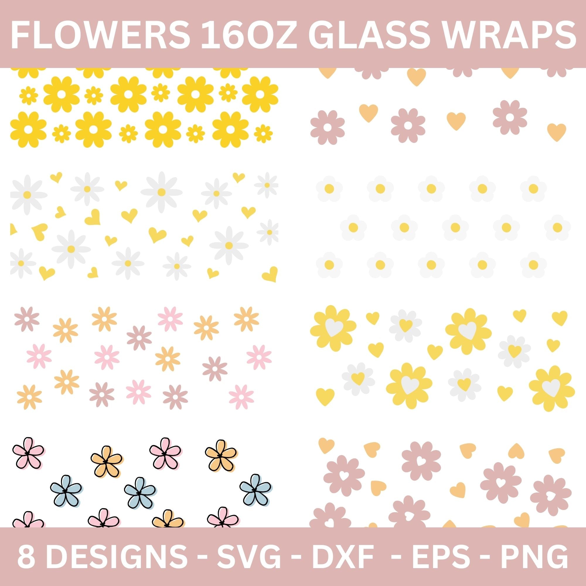 Spring Flower 16 Oz Glass Can Wrap SVG Bundle