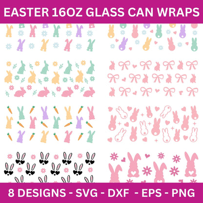 Easter 16 Oz Glass Can Wrap SVG Bundle