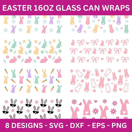 Easter 16 Oz Glass Can Wrap SVG Bundle