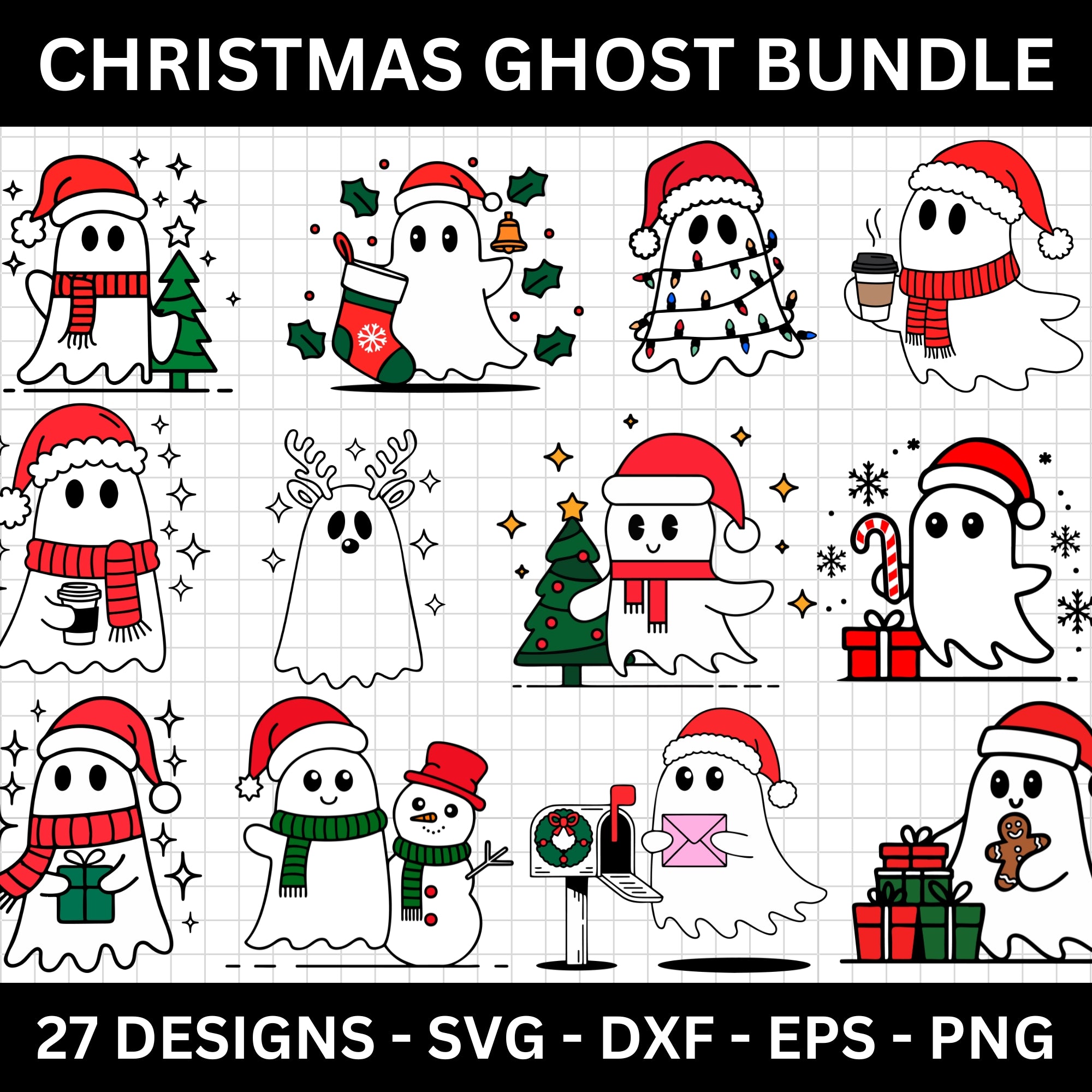 Cute Christmas Ghost SVG Bundle