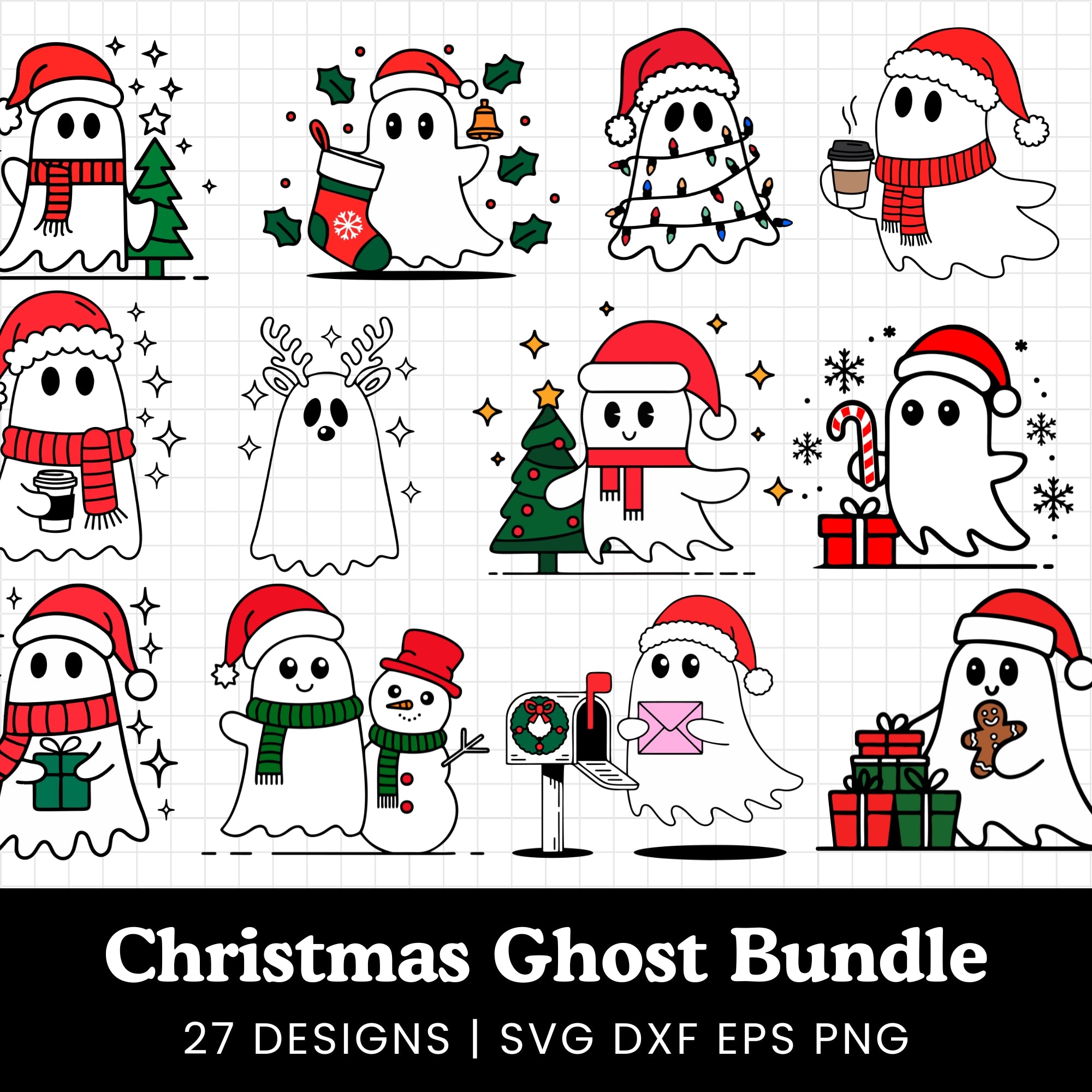 Cute Christmas Ghost SVG Bundle