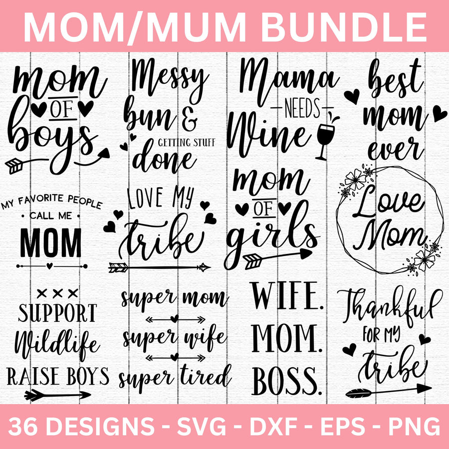Mom Mum SVG Bundle - Craft House SVG