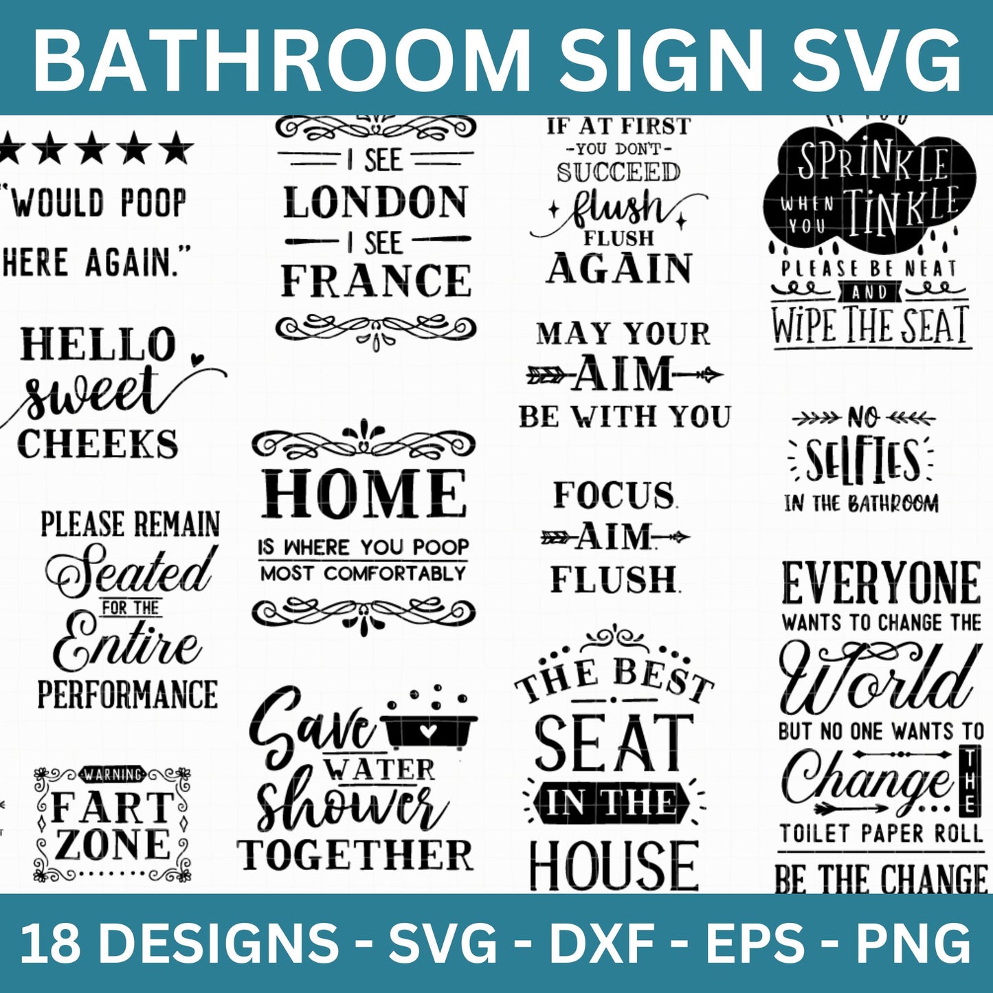 Funny Bathroom Signs SVG Bundle - Craft House SVG