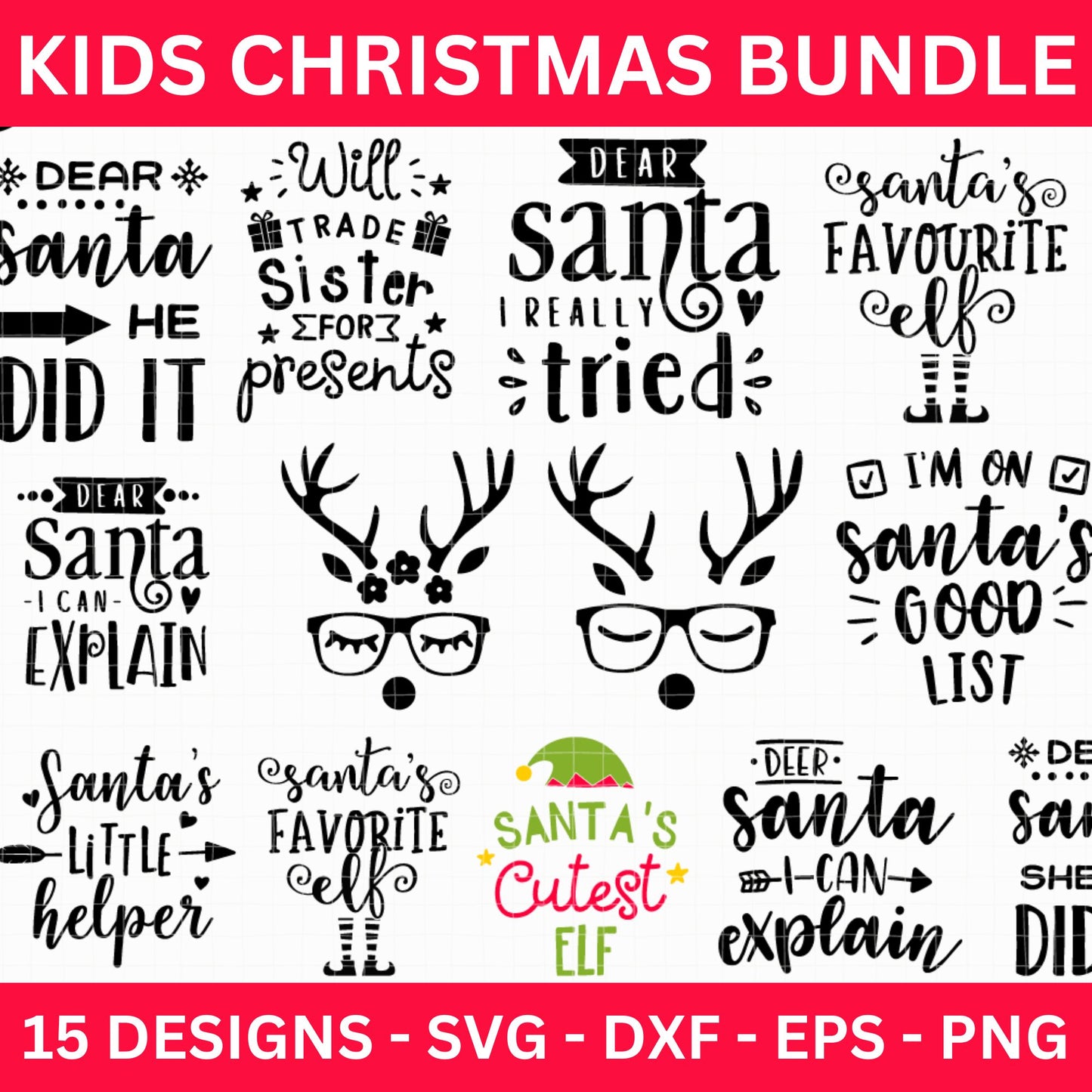 Kids Christmas Shirt SVG Bundle - Craft House SVG