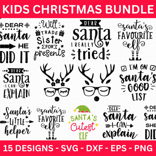 Kids Christmas Shirt SVG Bundle - Craft House SVG