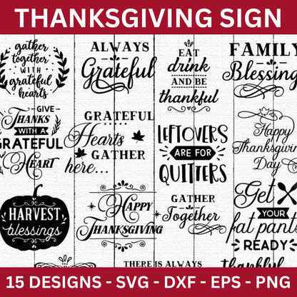 Thanksgiving Sign SVG Bundle - Craft House SVG