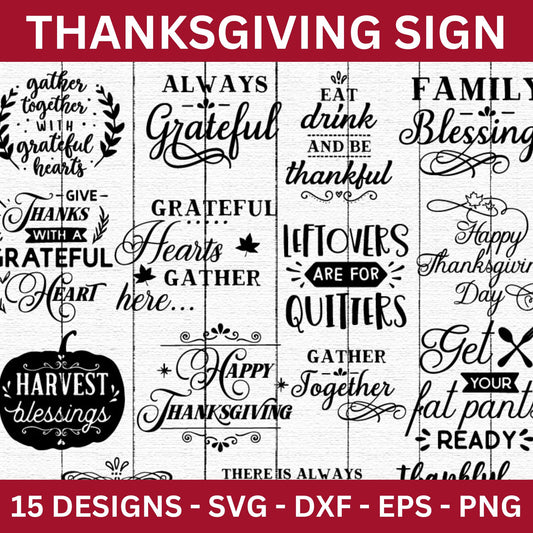 Thanksgiving Sign SVG Bundle - Craft House SVG