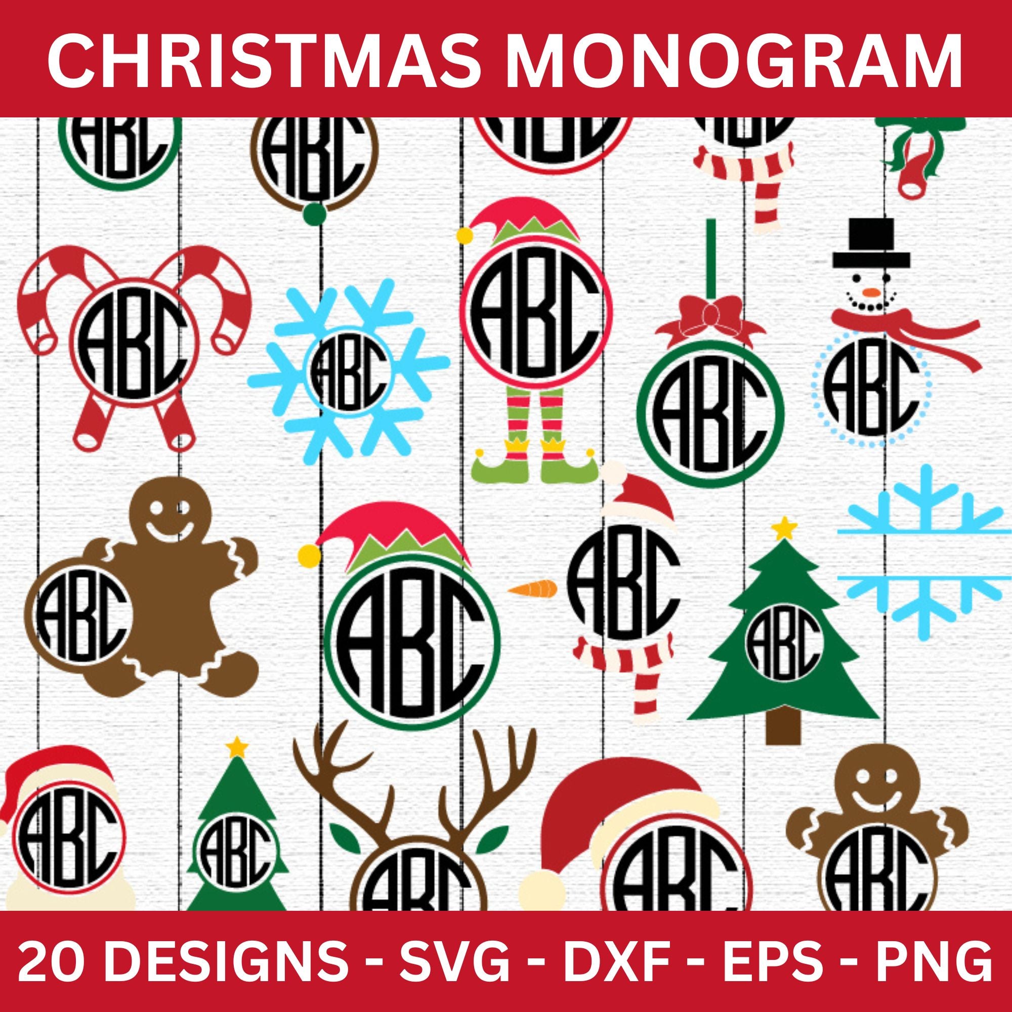 Christmas Monogram Frame SVG Bundle - Craft House SVG