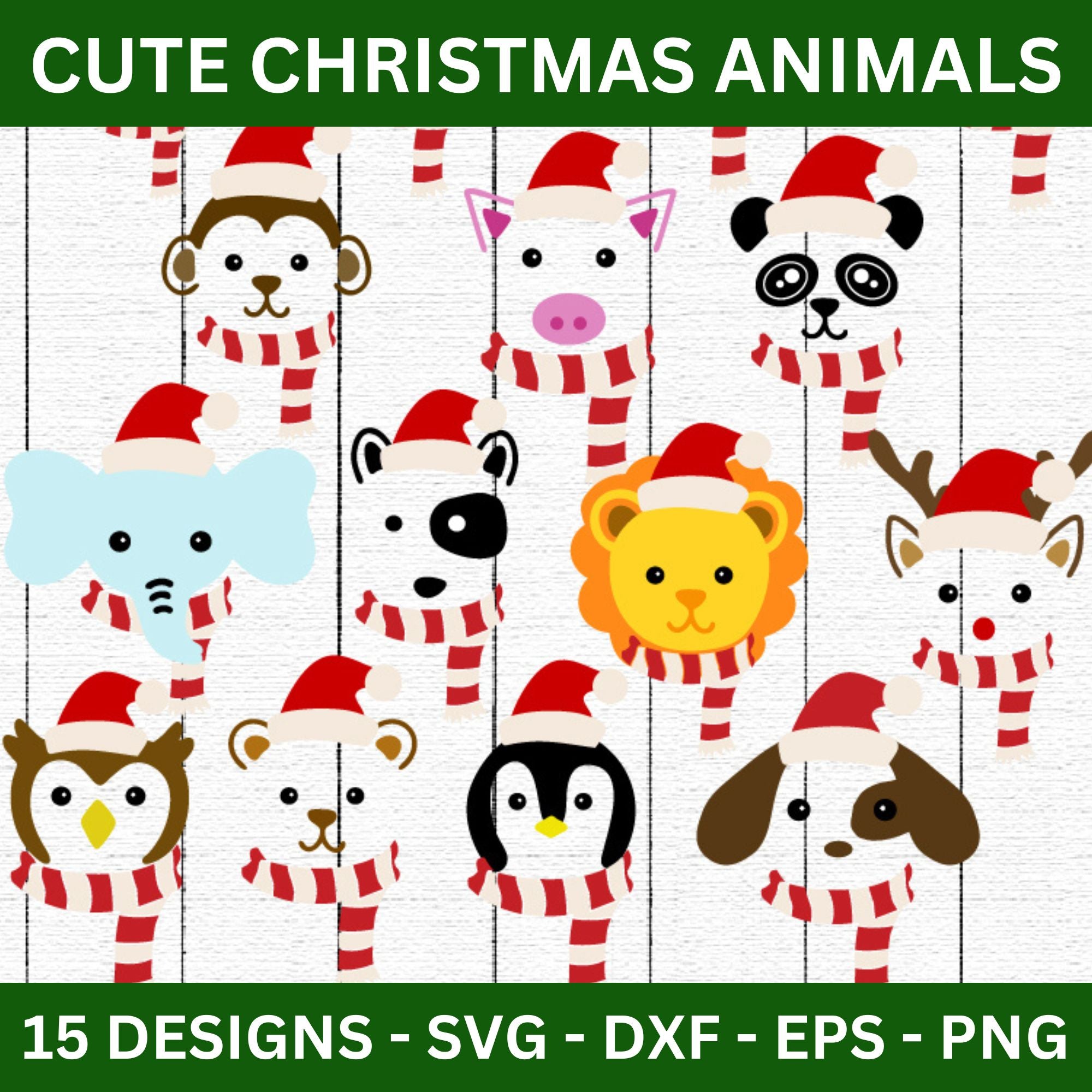 Cute Christmas Animals SVG Bundle