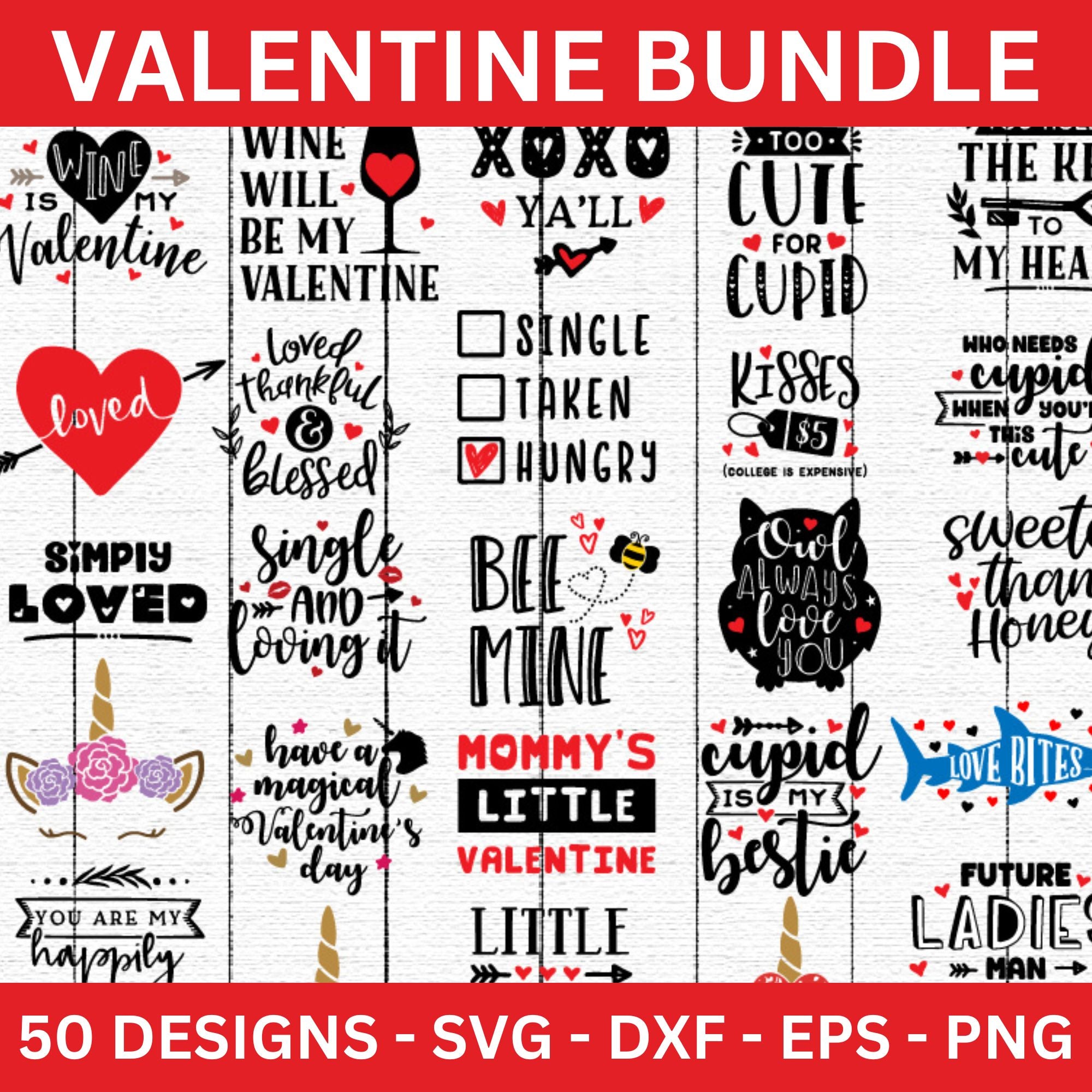 Valentine's Day SVG Bundle - 50 Designs - Craft House SVG