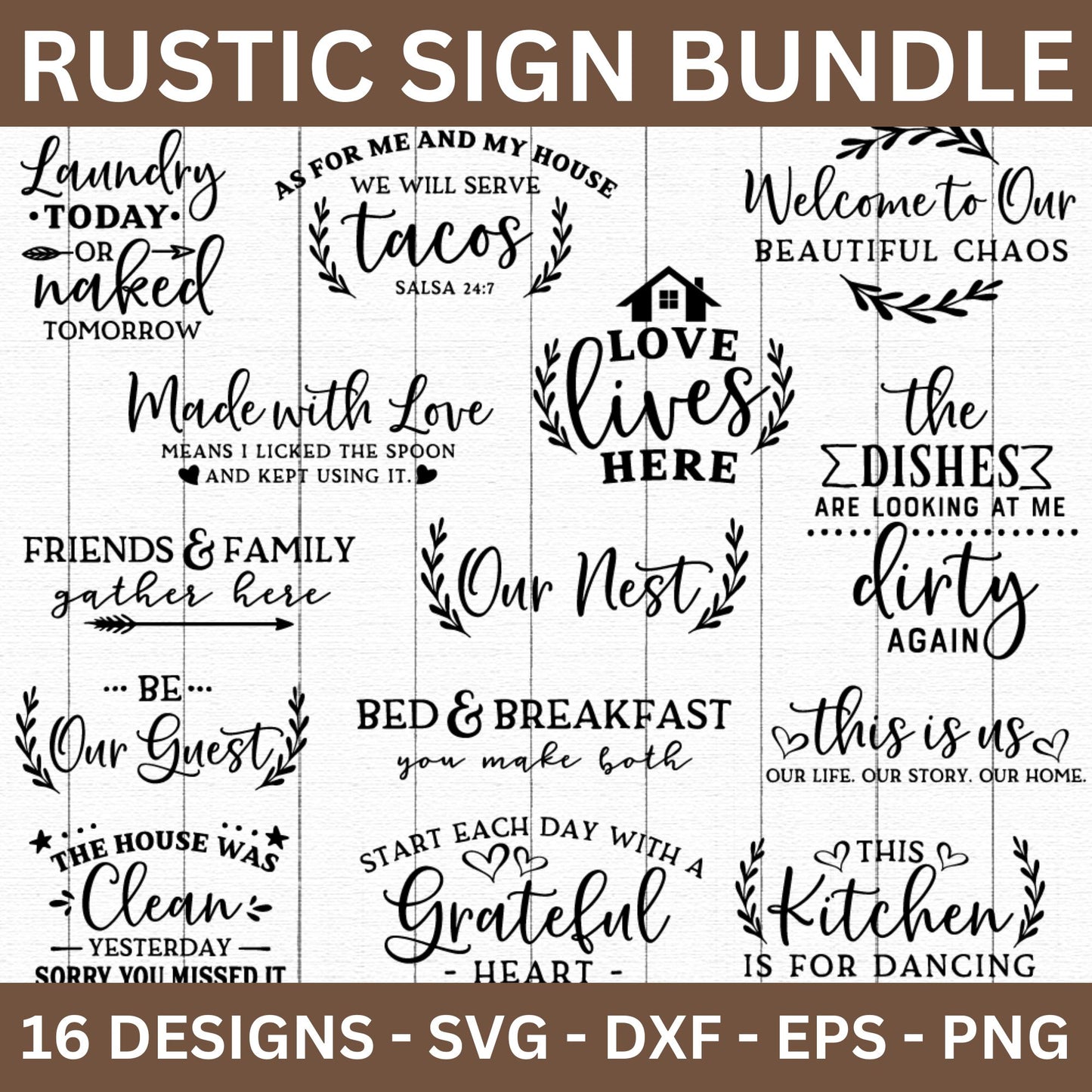 Rustic Sign SVG Bundle - Craft House SVG