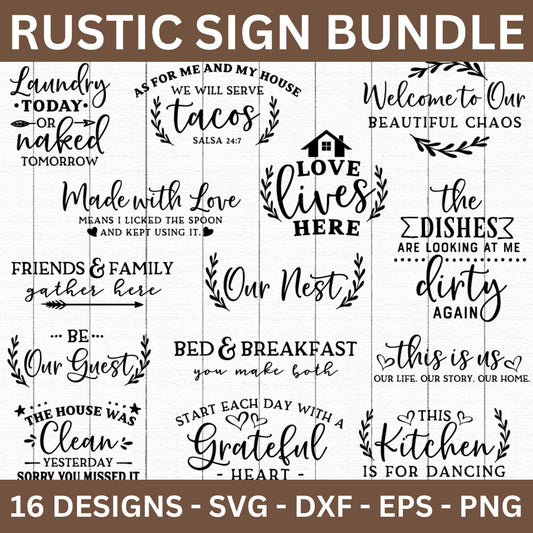 Rustic Sign SVG Bundle - Craft House SVG