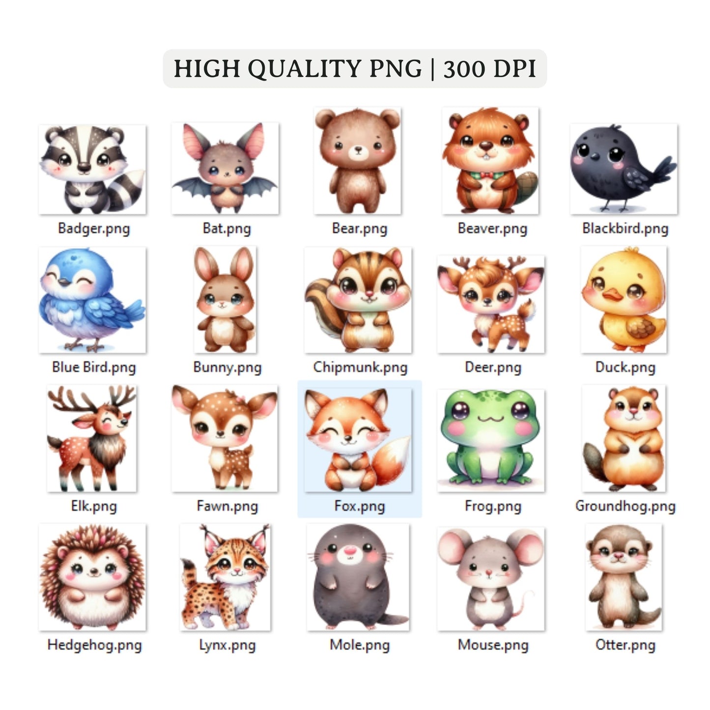 Woodland Animals Clipart Sublimation Bundle