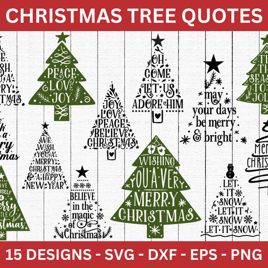 Christmas Tree Quotes SVG Bundle - Craft House SVG