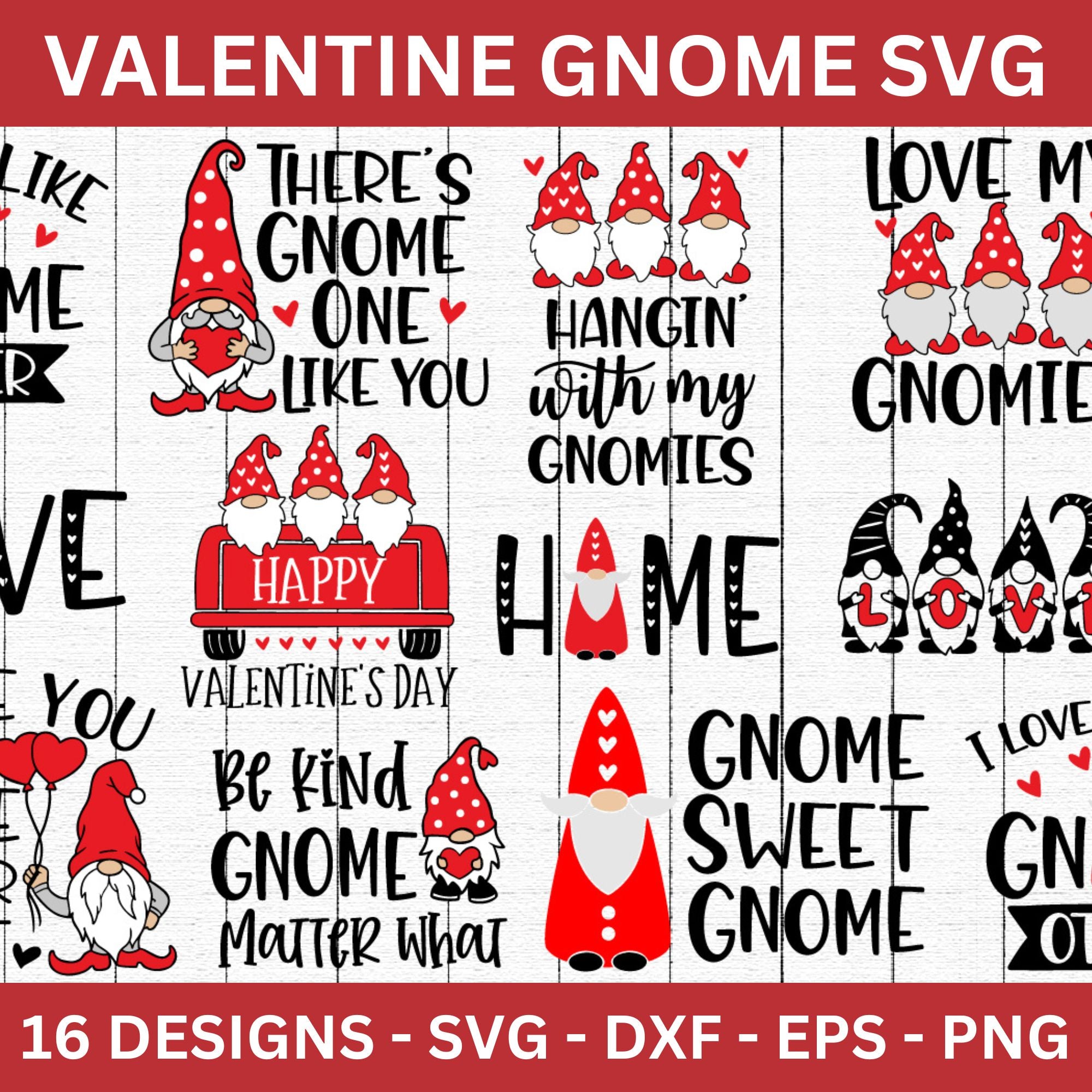 Valentine Gnome Quotes SVG Bundle