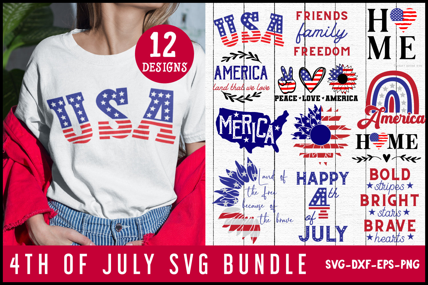 4th of July SVG Bundle Patriotic Shirt Design Cut Files