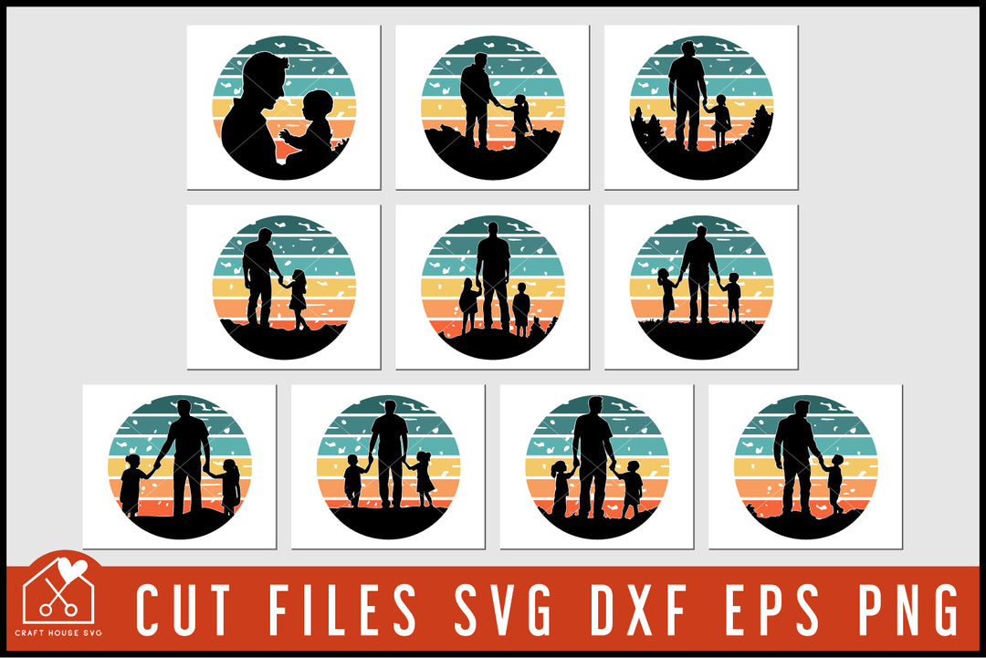 Dad Silhouette SVG Bundle Father's Day Shirt Design Cut Files