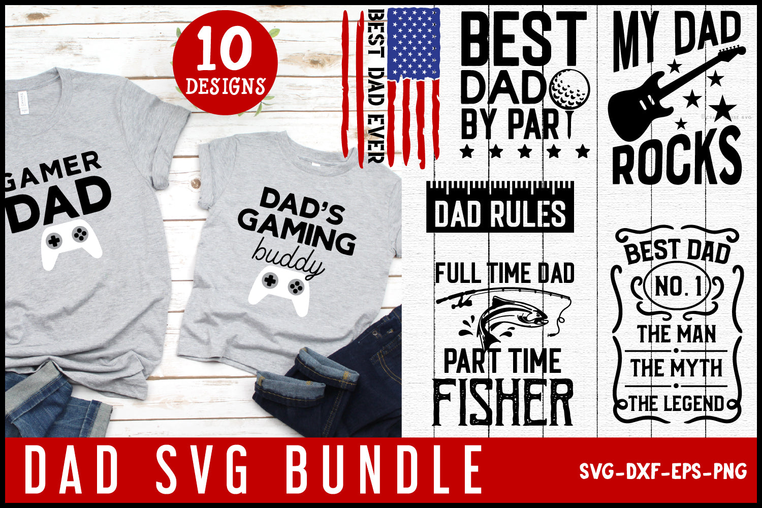 Dad SVG Bundle Father's Day Shirt Design Cut Files - Craft House SVG