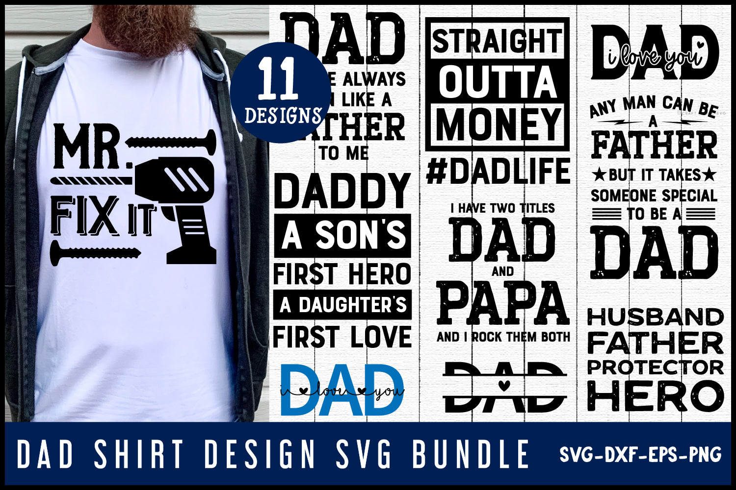 Dad Shirt SVG Bundle Father's Day Funny Design Cut Files