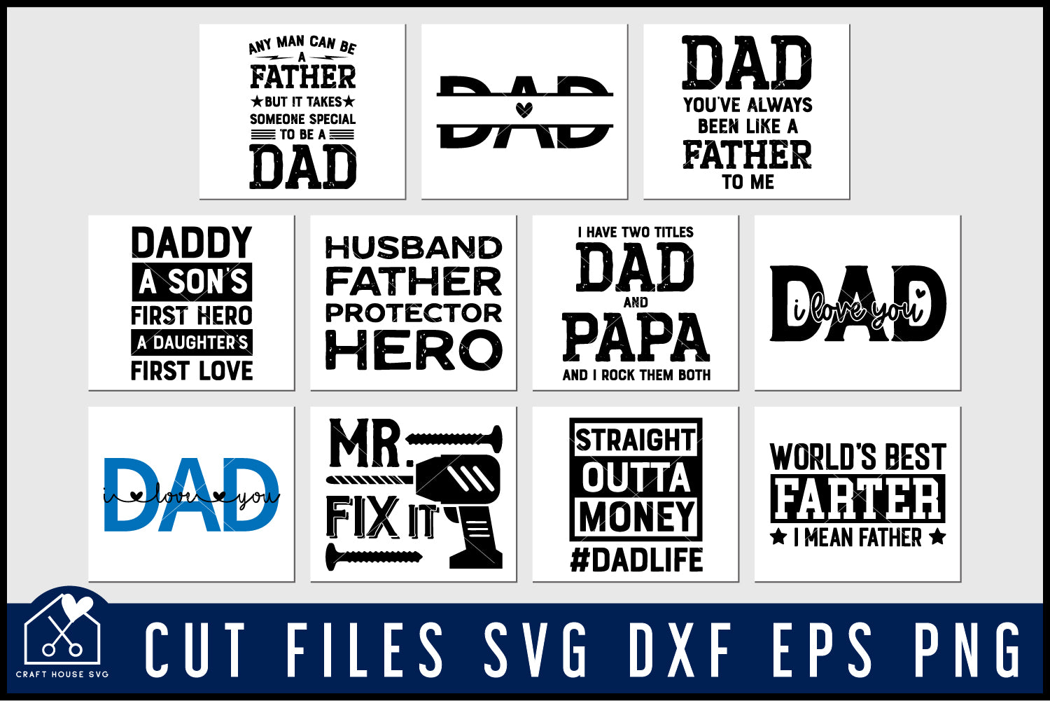 Dad Shirt SVG Bundle Father's Day Funny Design Cut Files