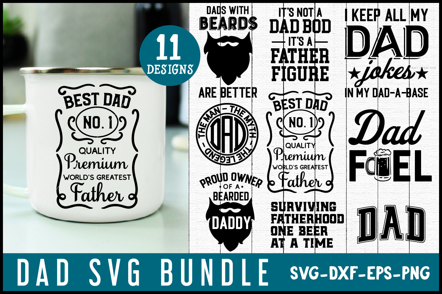 Dad SVG Bundle Father's Day Funny Mug Design Cut Files