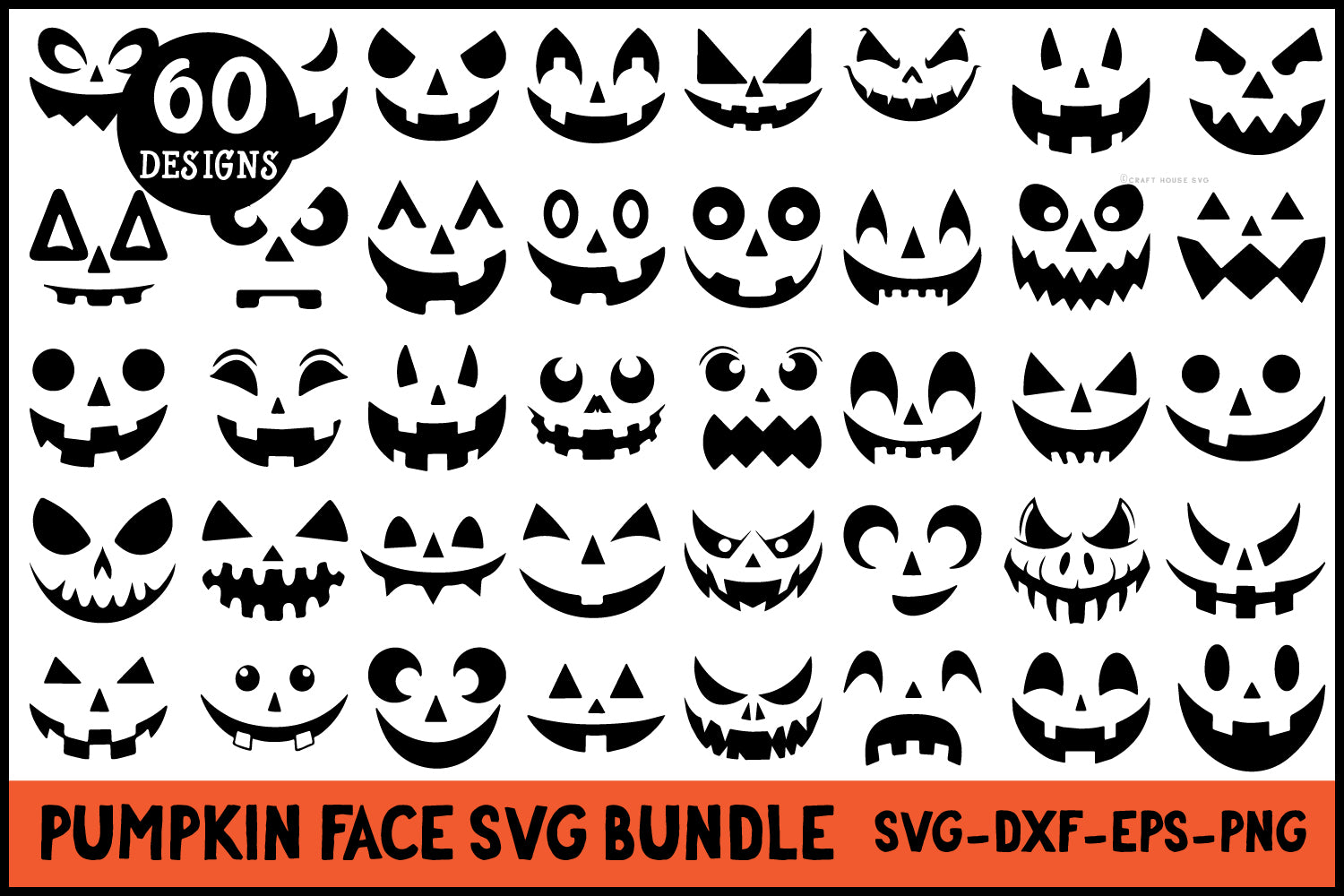 Pumpkin Face SVG Bundle Jack O Lantern Halloween
