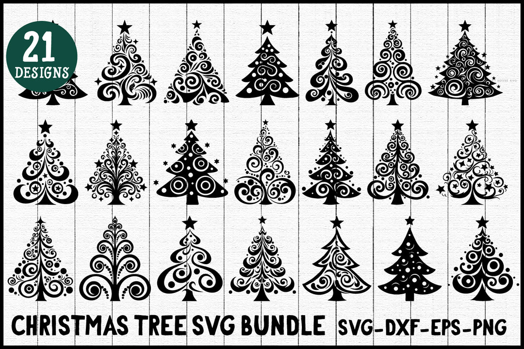Whimsical Christmas Tree SVG Bundle Christmas Winter Cut Files