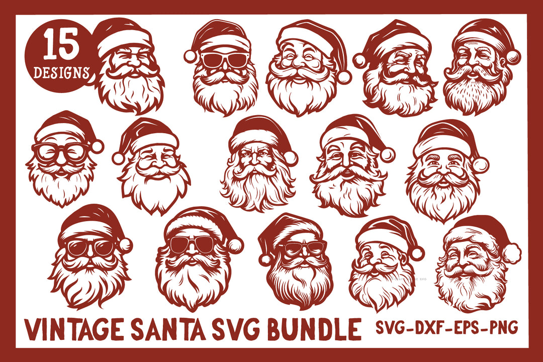 Santa SVG Bundle Vintage Christmas Winter Cut Files