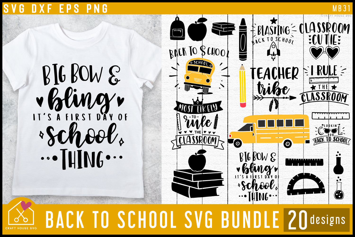 Back to School SVG Bundle Cut Files - Craft House SVG